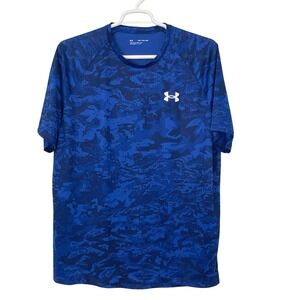 00414‎ - Under Armour XXL Blue Camo Loose Fit Athletic T-Shirt Men's